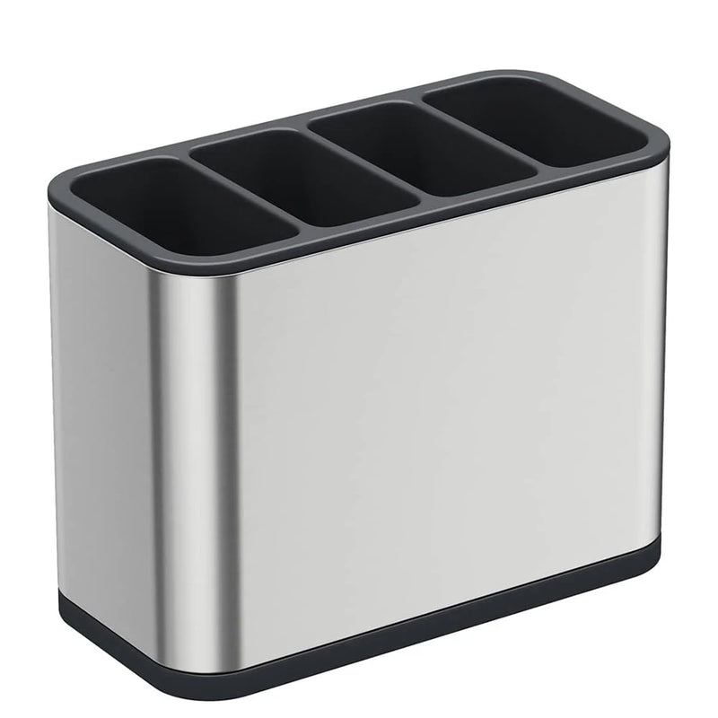 Organizador de cubiertos LMETJMA, escurridor de acero inoxidable para utensilios con 4 compartimentos divididos