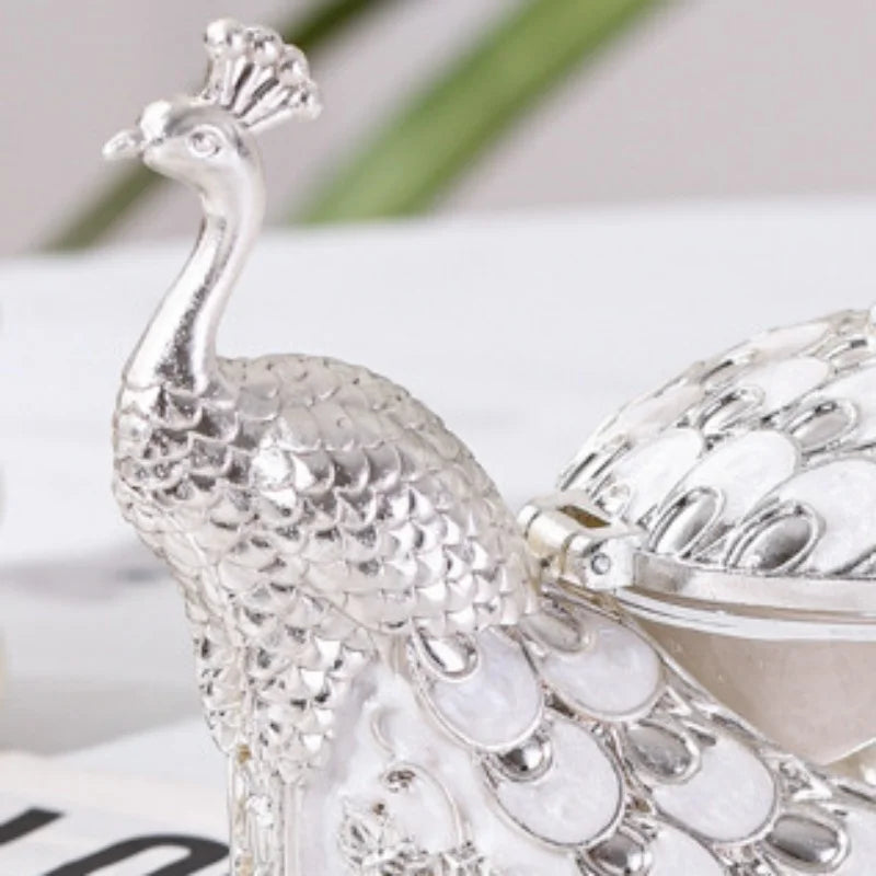 Azucarero, recipiente de aleación con forma de pavo real plateado con tapa, tarro para granos de café, tarros para azúcar y productos lácteos, utensilios de cocina