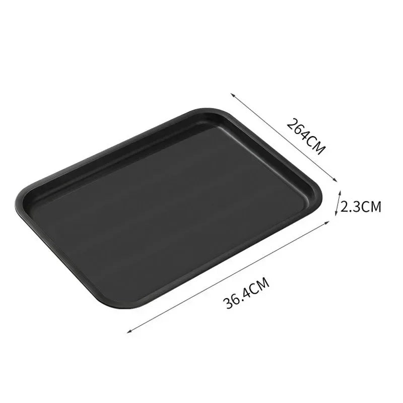 Bandeja de servicio rectangular negra de alta resistencia - Superficie antideslizante, grado comercial para restaurantes, hoteles, cafeterías y comida rápida