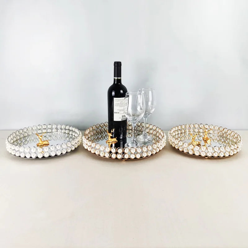 Plateau Verre Perles Mariage Gâteau
