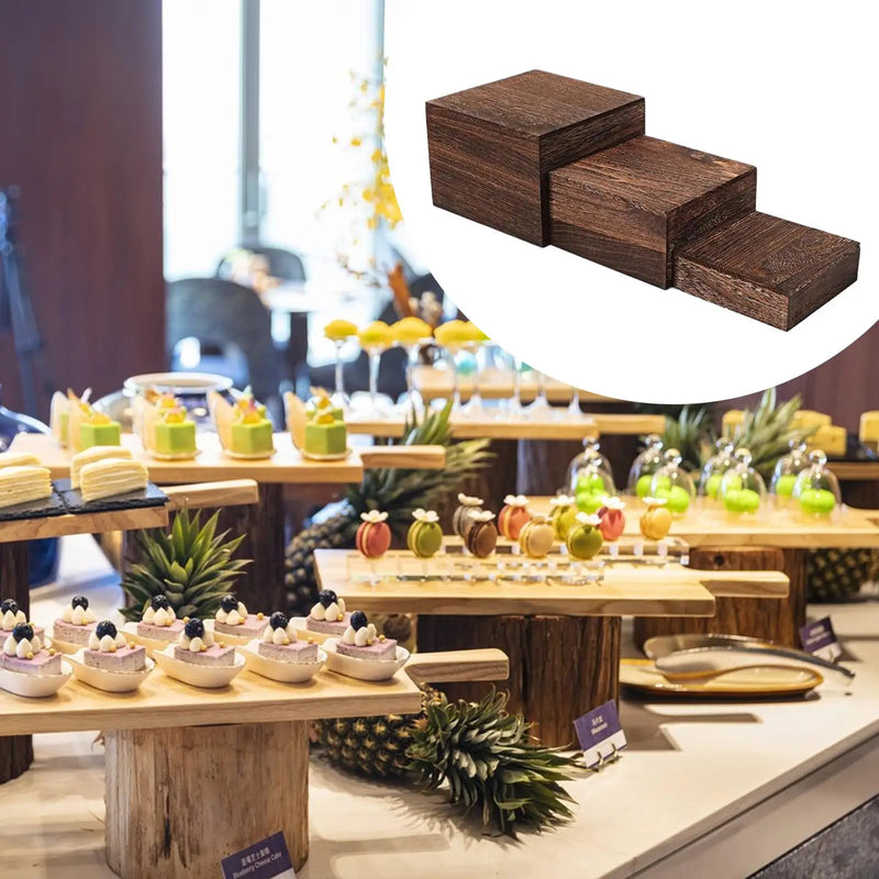 Présentoir Gâteau Bois 3 Étages Carré