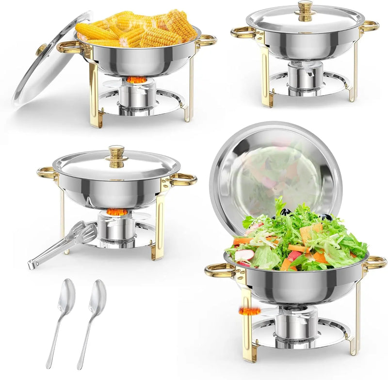 Chauffe-Plat Rond Inox Complet en Lot Traiteur