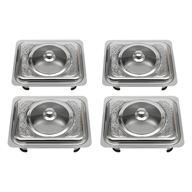 Lot de 4 Plats de Service Buffet Inox – présentoir buffet – vue de dessus