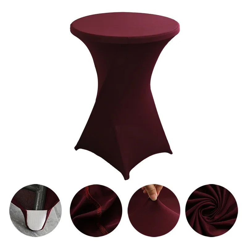 Mantel elástico para decoración de bodas, funda para mesa de cóctel, licra elástica, mesa alta, hotel, fiesta de cumpleaños, varios colores