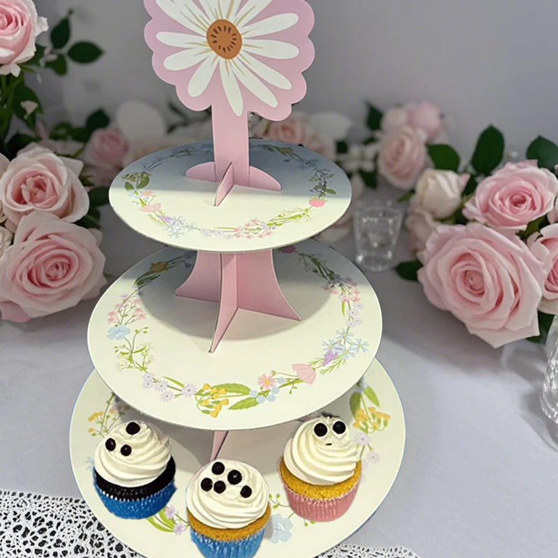 Présentoir Cupcakes Marguerite 3 Niveaux