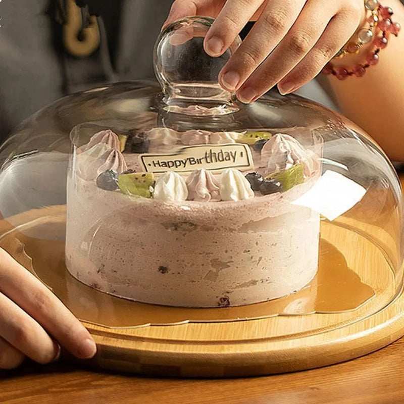 Présentoir à Gâteaux Bois Cloche Verre