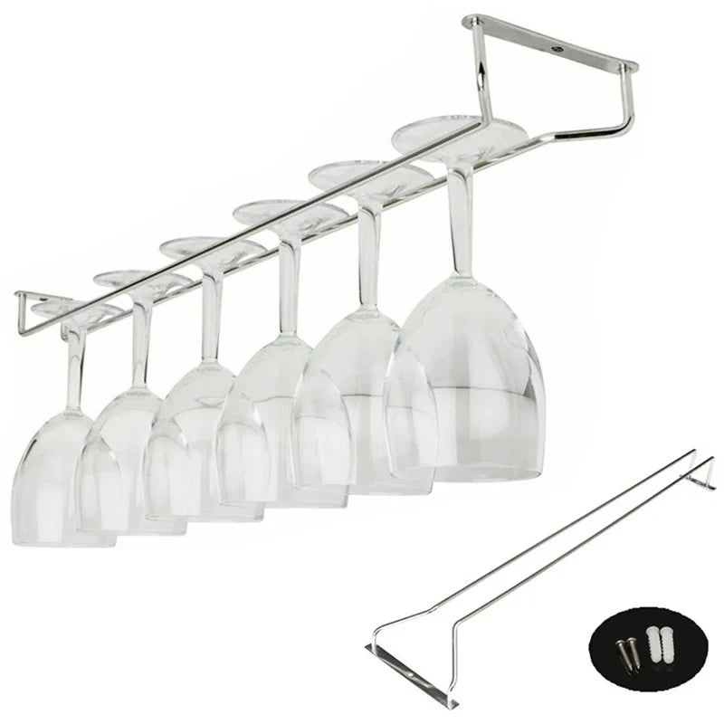 Botellero de 27/35/55 cm, soporte para copas, estante colgante para barra, soporte para copas de vino de acero inoxidable, soporte para rollos de papel