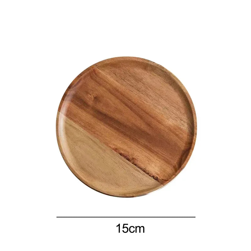 Plateau Service Bois Acacia Rond