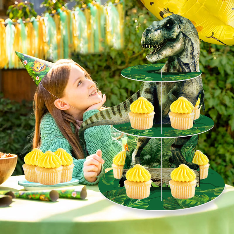 Présentoir Cupcakes 3 Étages Dinosaure