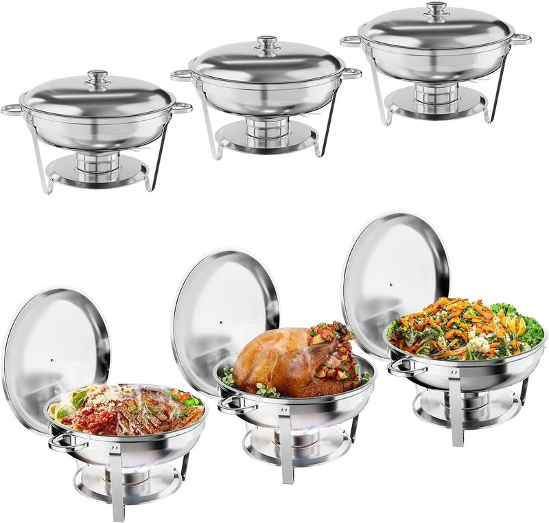 Chauffe-Plat Rond Inox Complet en Lot Traiteur