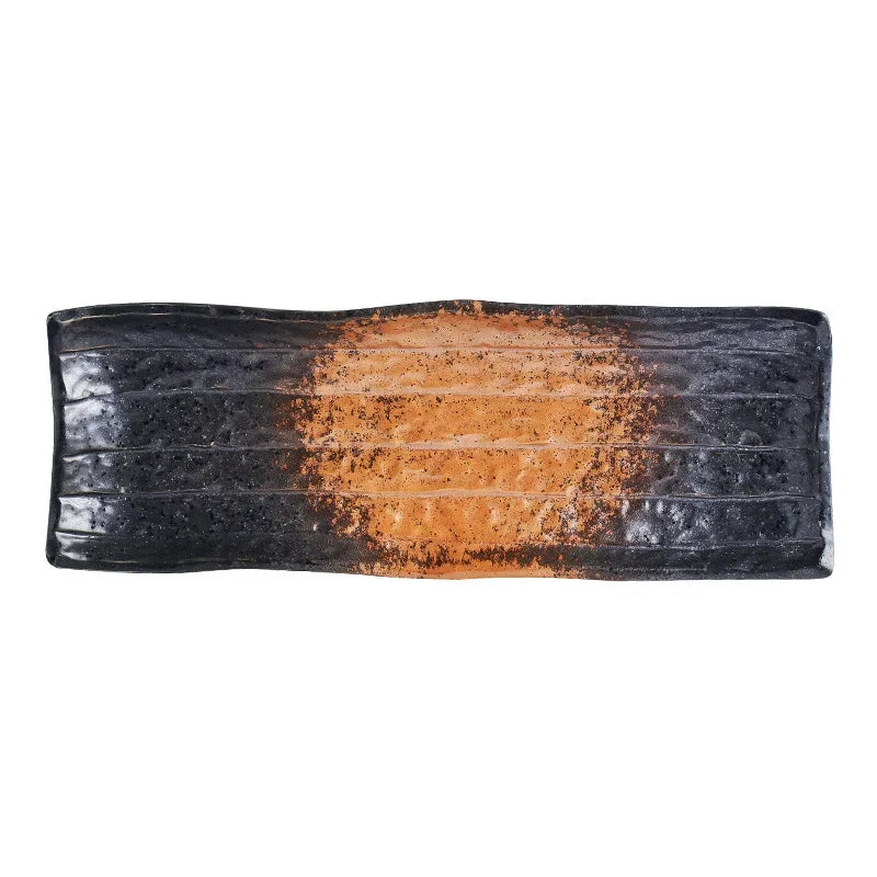 Plato de cerámica para barbacoa, carne, sushi, rayas negras, vajilla de cocina, cocina coreana, pescado saury, frutas, postres, plato para servir sushi