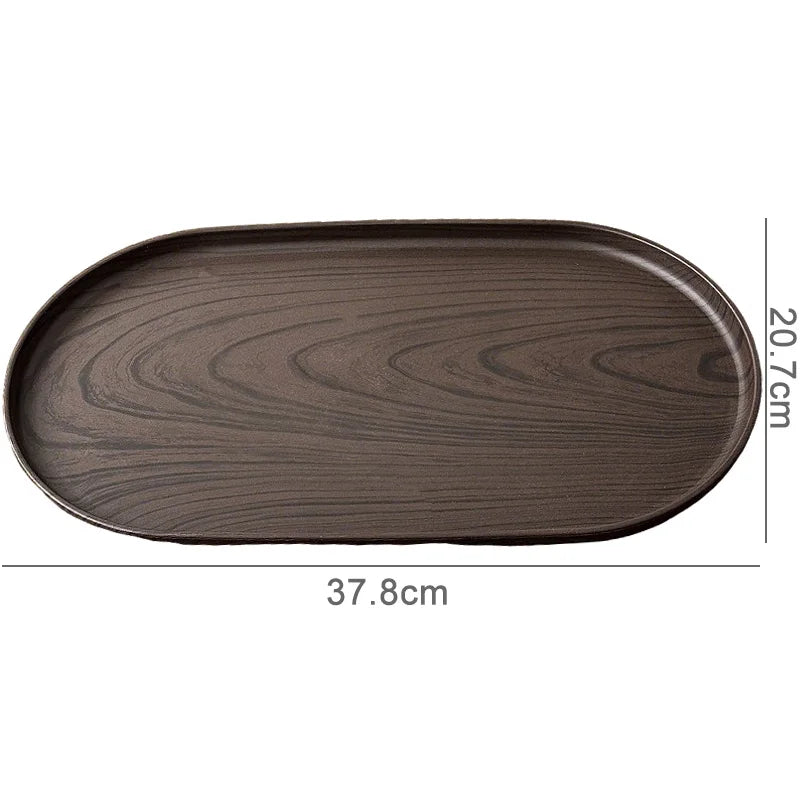 Bandeja ovalada con veta de madera de nogal - Plato multiusos para café, pasteles, aperitivos, postres y almacenamiento en la cocina