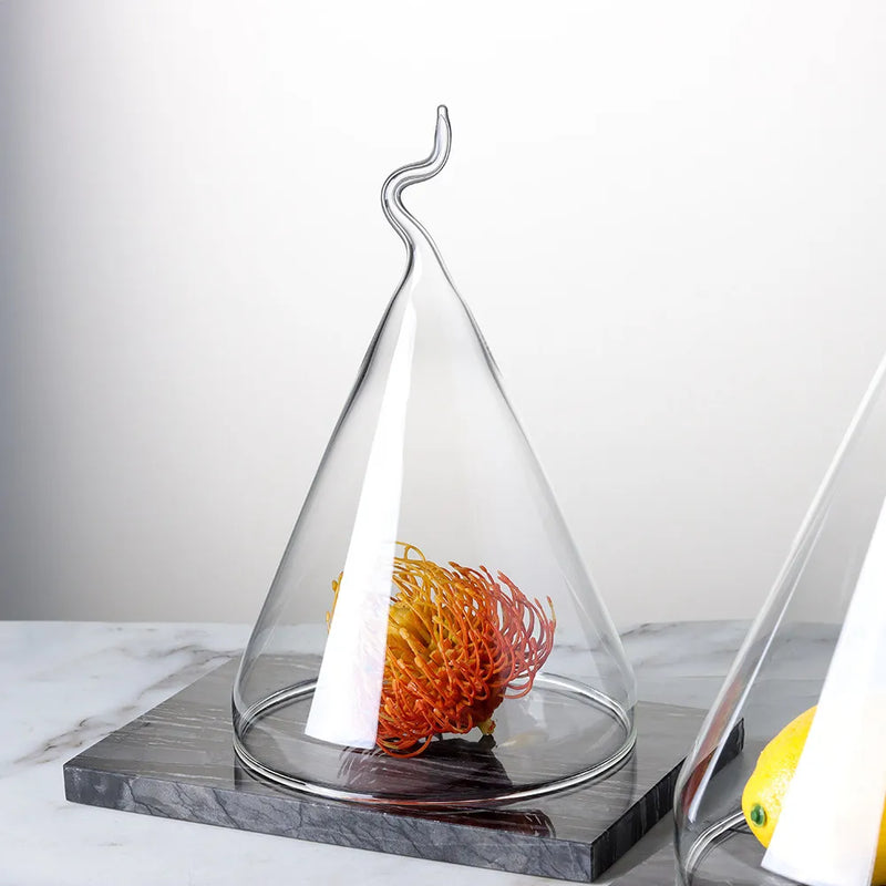 Tapa de cristal moderna y creativa para pasteles, cubierta de cristal para postres, pan, frutas y cocina, bandeja de degustación para exposición en pastelería