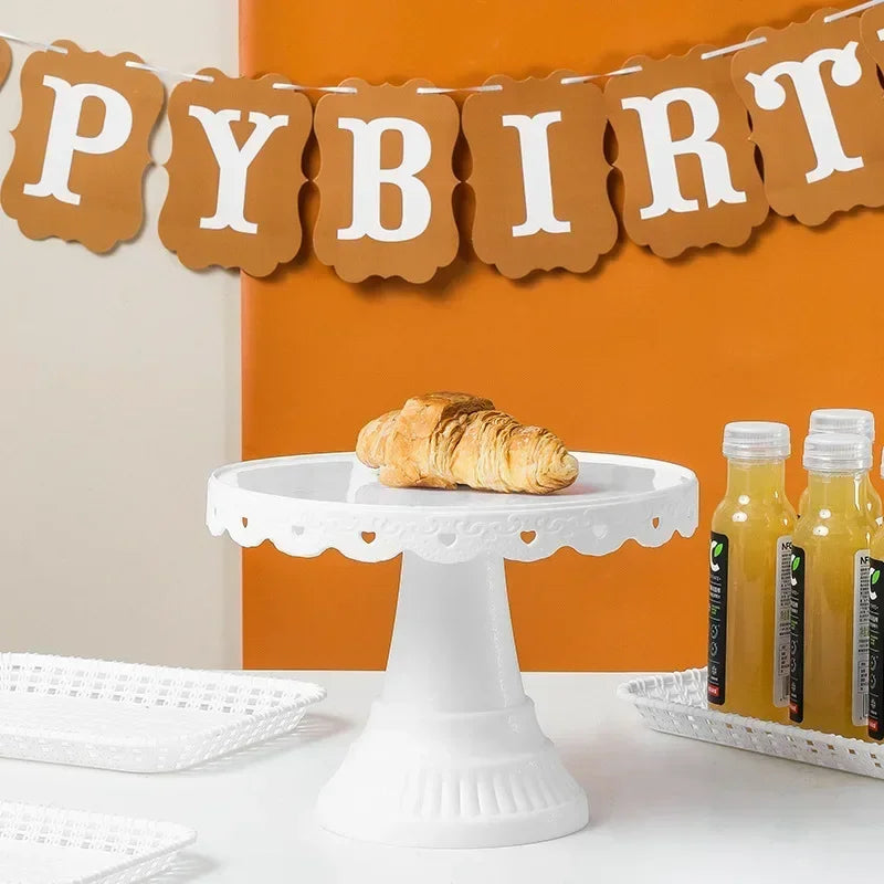 Présentoir Gâteau Plastique Blanc Élégant