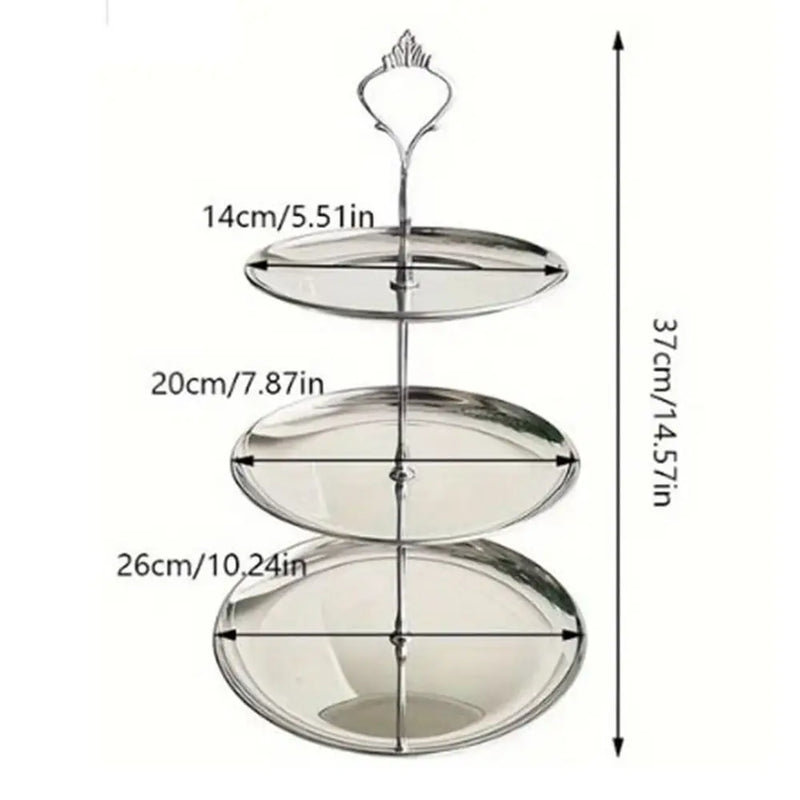 Soporte de acero inoxidable para pasteles de restaurante, expositor de postres desmontable, plato de frutas dorado y plateado, bandeja para aperitivos y dulces