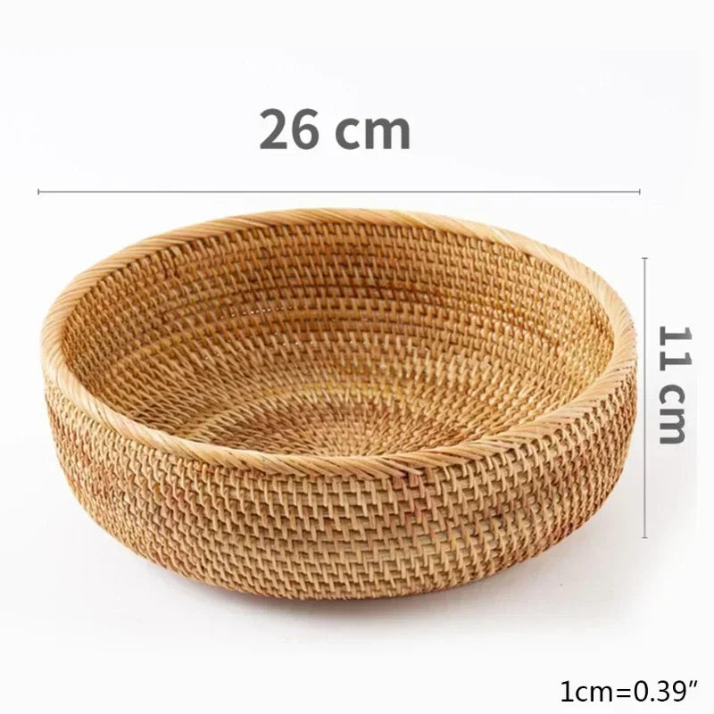 Nueva cesta de almacenamiento tejida a mano, bandeja de almacenamiento de ratán, cesta de mimbre, cesta para pan, frutas, desayuno, té, picnic, cesta de almacenamiento para cocina