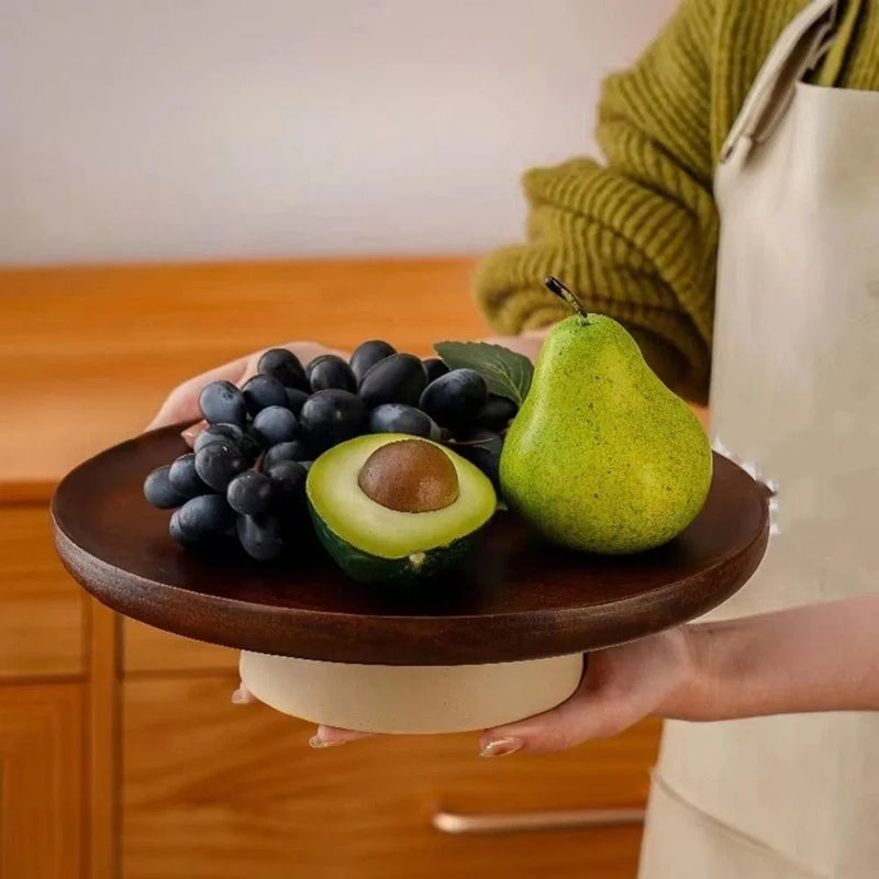 Présentoir Gâteau Bois Pied Haut