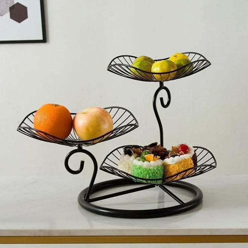 Présentoir Fruits Métal Doré 3 Étages