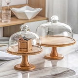 Présentoir Gâteau Bois Cloche Verre