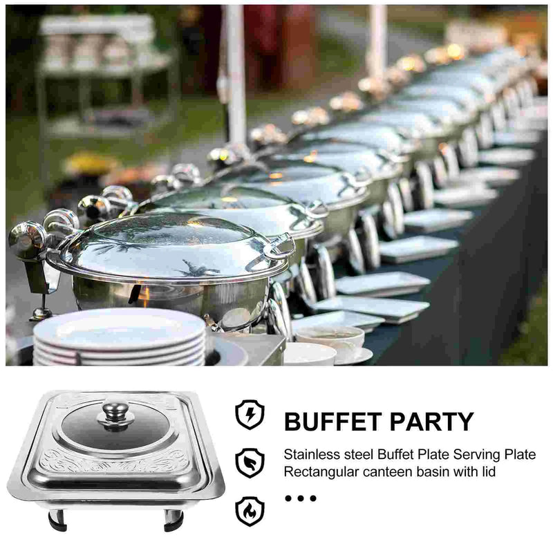 Plat de Service Buffet Inox Rectangulaire avec Couvercle