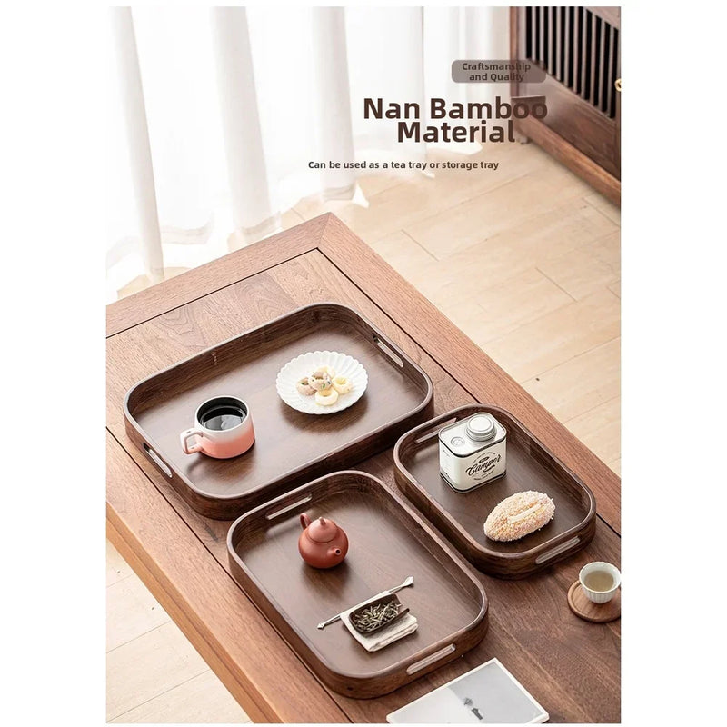 Bandeja de té de madera con asas, plato multiusos para servir aperitivos, frutas, café, bandeja de madera para el desayuno
