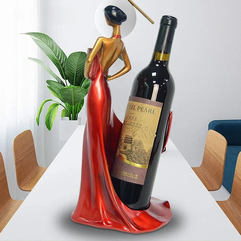 Botellero expositor de vino, estante de vino de belleza, adorno para mueble de vino en salón, estudio o cocina, decoración de resina.