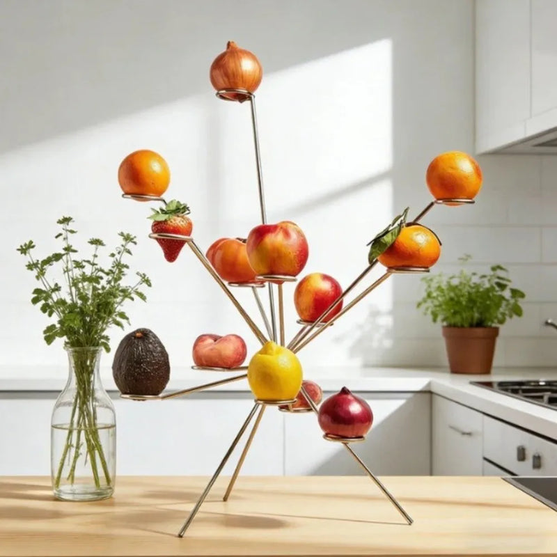 Frutero redondo de metal creativo, resistente, superficie elegante, bandeja de frutas de mesa, expositor decorativo sencillo para fiestas y bodas