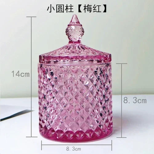 Copa de cristal para dulces, estilo europeo creativo con tapa, tarro para dulces, bandeja, cubo para dulces, tarro de almacenamiento, decoración creativa para sala de estar