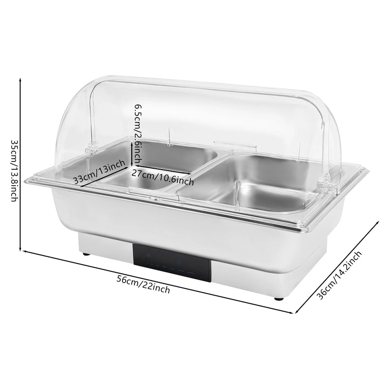 Chauffe-Plat Électrique Inox 2 Bacs Buffet Restaurant