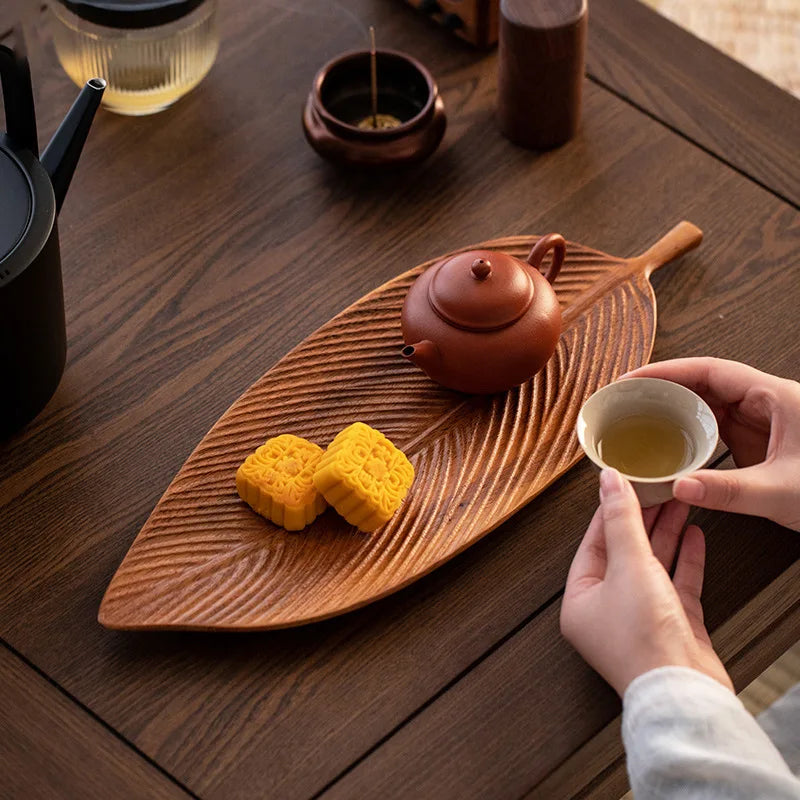 Bandeja rectangular de madera de nogal, bandeja para té de burbujas, bandeja para pasteles, pan, desayuno, aperitivos, artículos de hotel, bandeja de té para restaurante