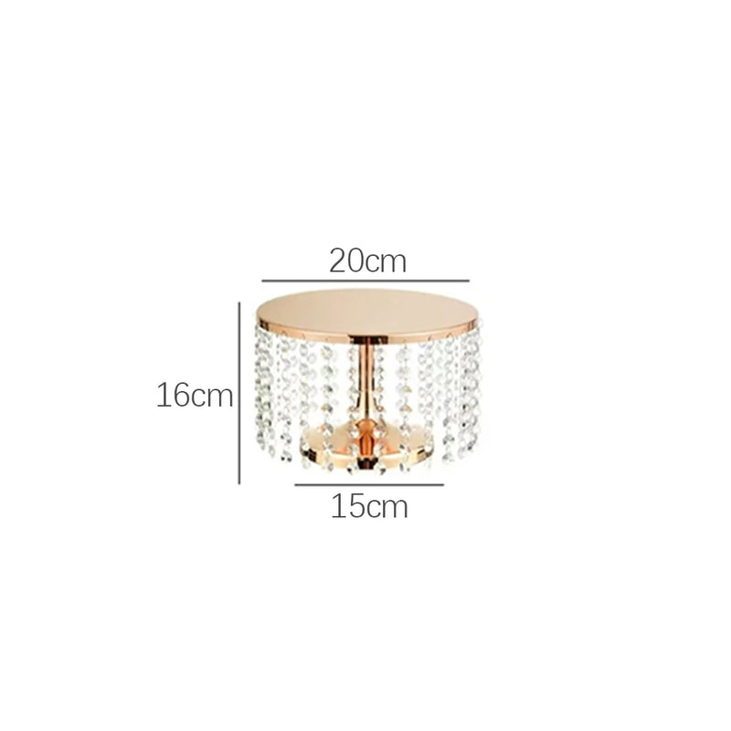 Présentoir Gâteau Doré à Perles Cristal