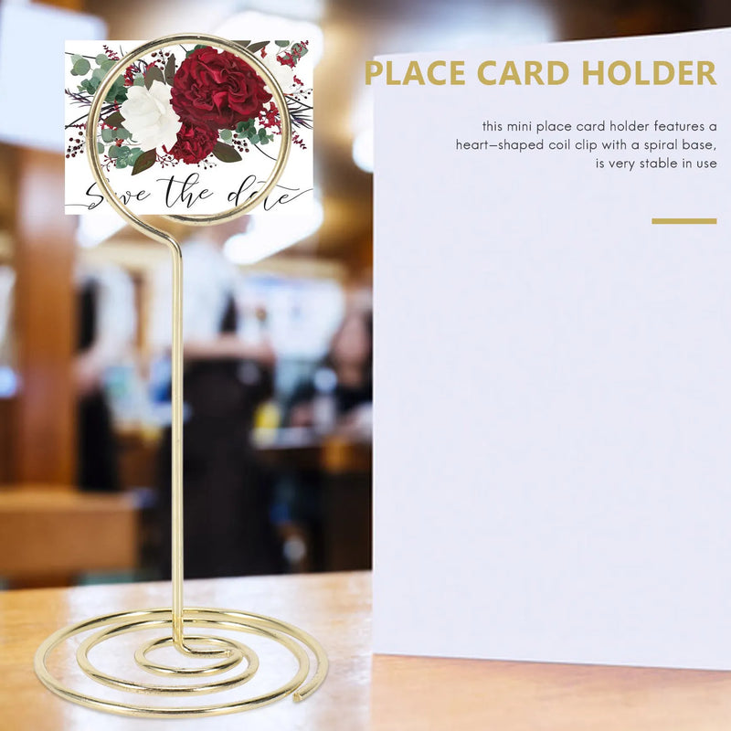 Paquete de 12 soportes para números de mesa, tarjeteros para fotos, clips para menús de papel, forma circular (dorado)