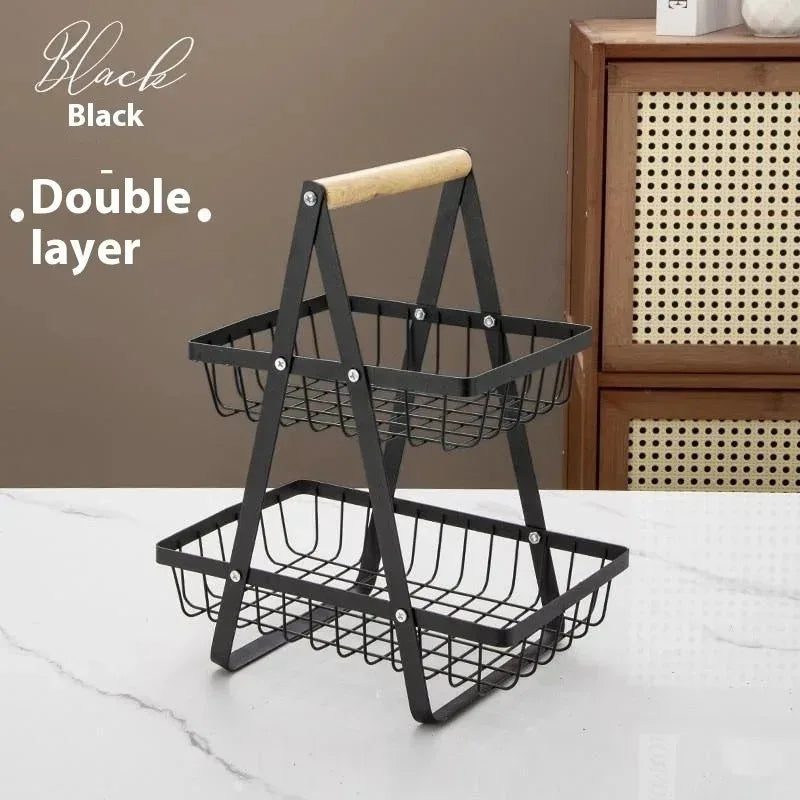 Estante creativo retro para cesta de frutas, organizador multicapa para almacenamiento de snacks y frutos secos en el hogar y la sala de estar
