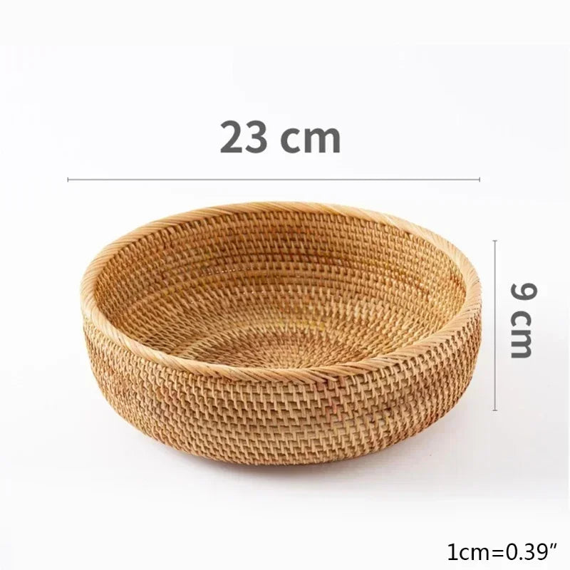 Nueva cesta de almacenamiento tejida a mano, bandeja de almacenamiento de ratán, cesta de mimbre, cesta para pan, frutas, desayuno, té, picnic, cesta de almacenamiento para cocina