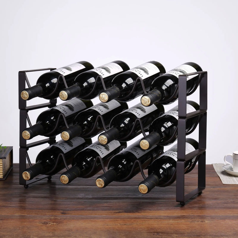 1UD Soporte creativo vintage de alambre para vino, estante de exhibición de vino, soporte de almacenamiento para botellas, accesorio para el hogar, capacidad para 2-5 botellas, estante para vino