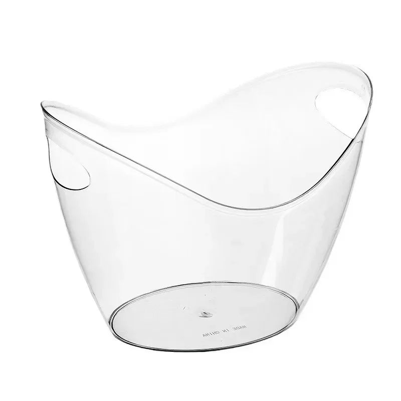 Cubo de hielo transparente de 4L, tina para bebidas con asa, enfriador grande para vino, champán, artículos de bar, enfriador de cerveza y vino para la familia