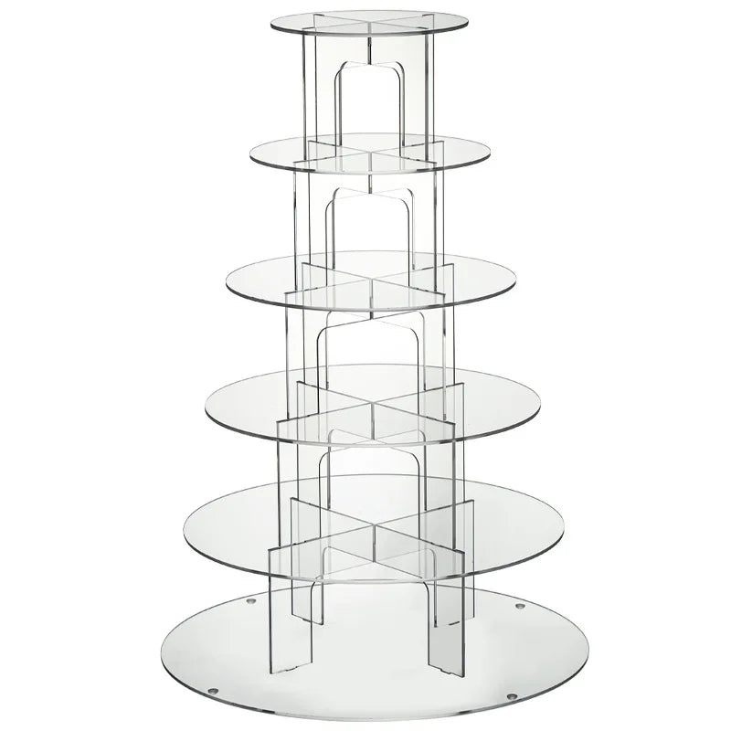 Soporte redondo de acrílico para pasteles de 3/4/5/6 niveles, expositor transparente para cupcakes y postres, soporte decorativo para fiestas de cumpleaños, bodas y Navidad