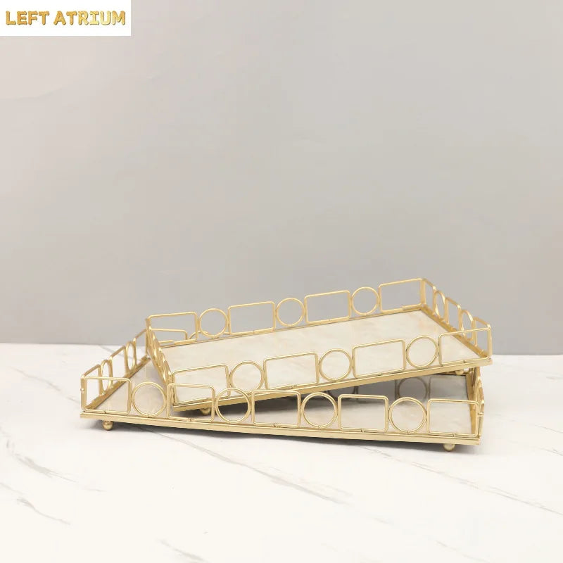 Plateau Marbre Métal Buffet
