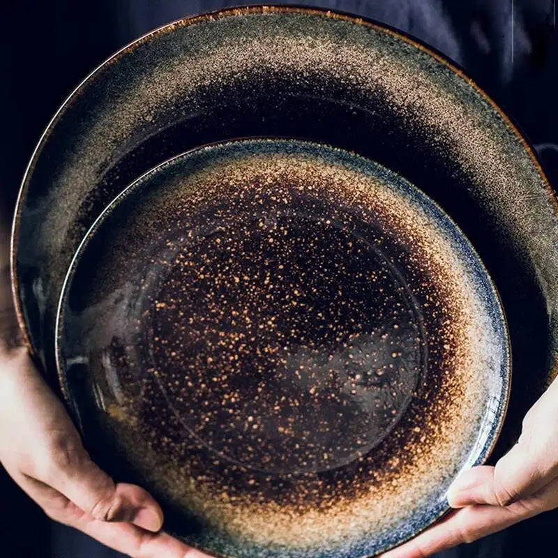 Plato de cena de cerámica japonesa, bandejas para bistec de estilo occidental, vajilla para desayuno y cena