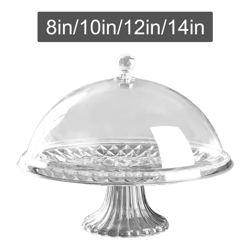 Plato para pasteles con tapa, bandeja duradera para pasteles, bandeja para aperitivos, engrosada, transparente, portátil, a prueba de polvo, soporte para pasteles para festivales y cocinas