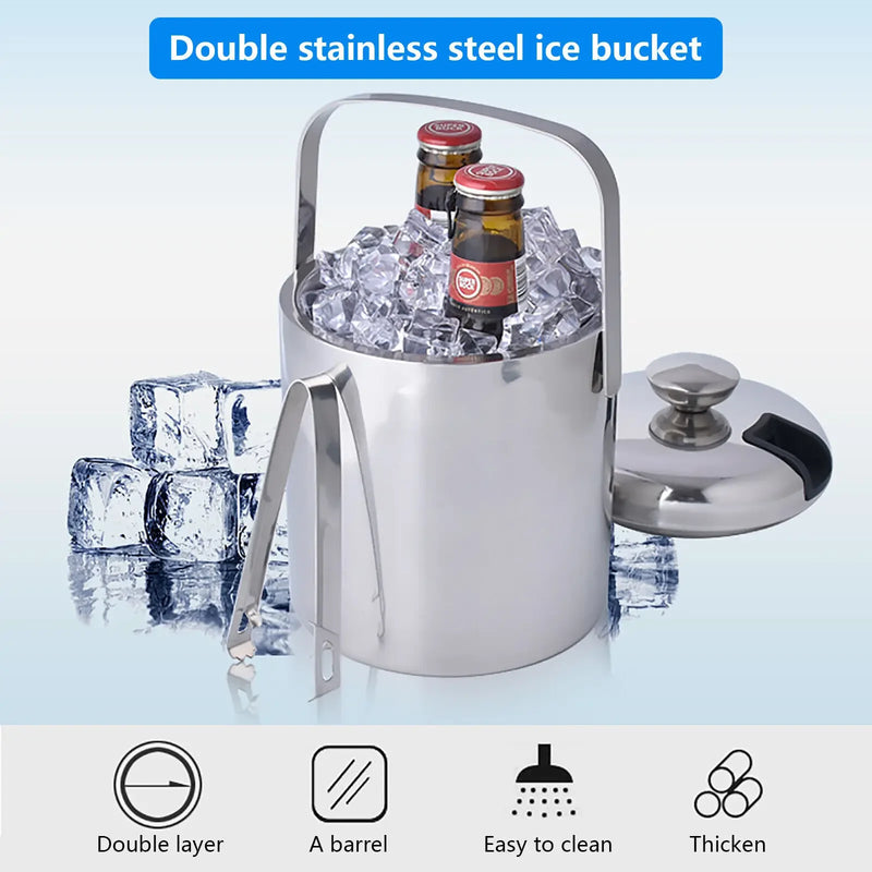 Seau à Glace Inox Isotherme Couvercle