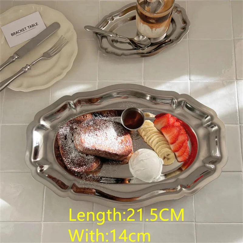 Plateau Inox Rétro Français Ovale