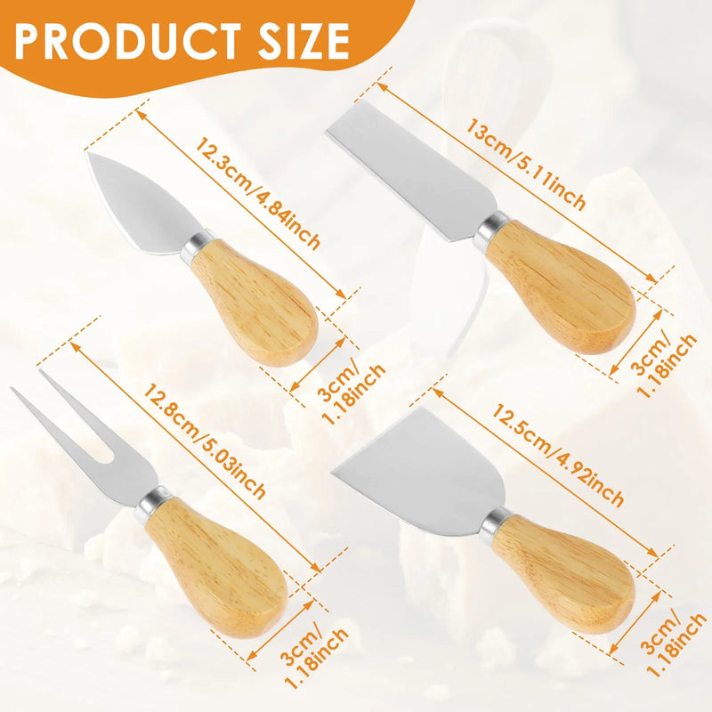 Juego de 16 cuchillos para queso, cortador y esparcidor de mantequilla de acero inoxidable, cortador de queso portátil, tenedor para queso para fiestas, bodas y Navidad