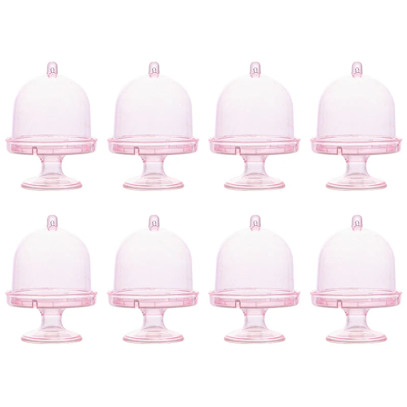 5/20 unidades de miniespositor para cupcakes con tapa transparente, bandeja para servir postres y bombones, decoración para bodas y fiestas de cumpleaños infantiles