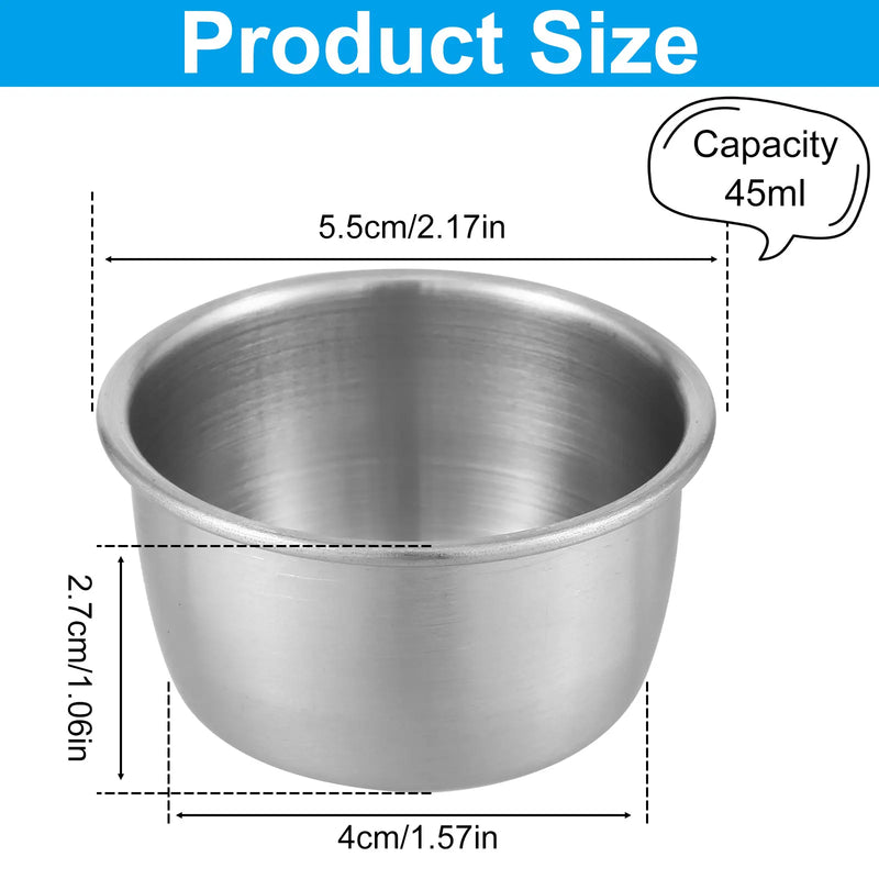 Juego de 12 cuencos para salsa de acero inoxidable 304, tazas para mojar redondas, recipientes para condimentos reutilizables de 45/55 ml
