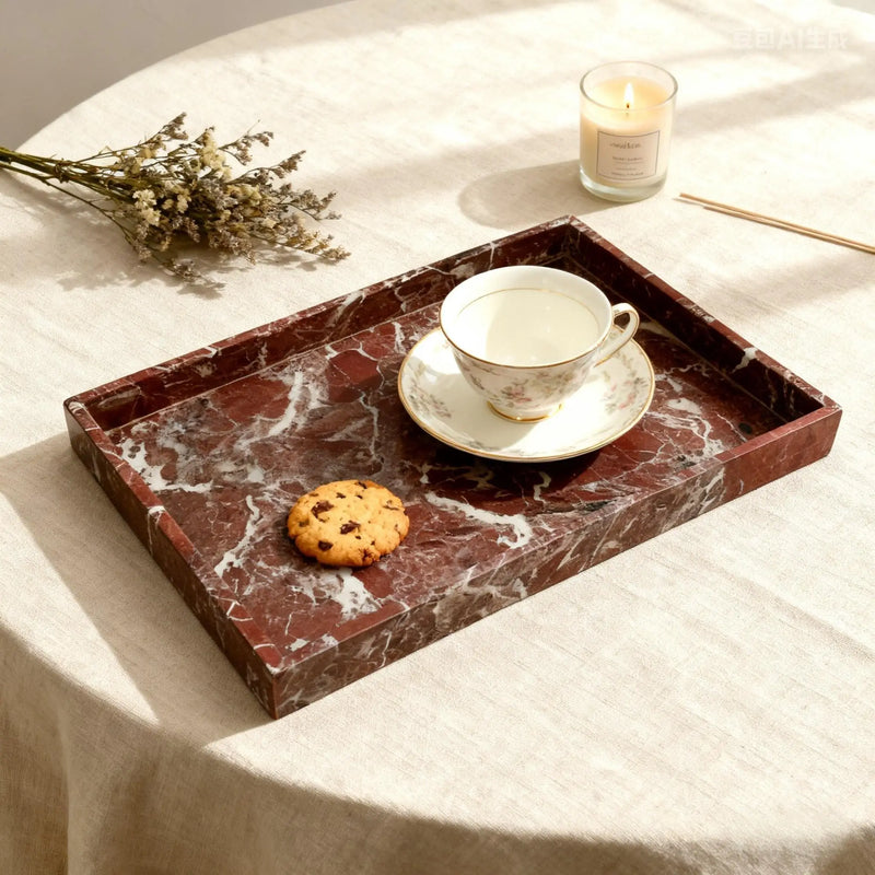 Plateau Marbre Rouge de Présentation