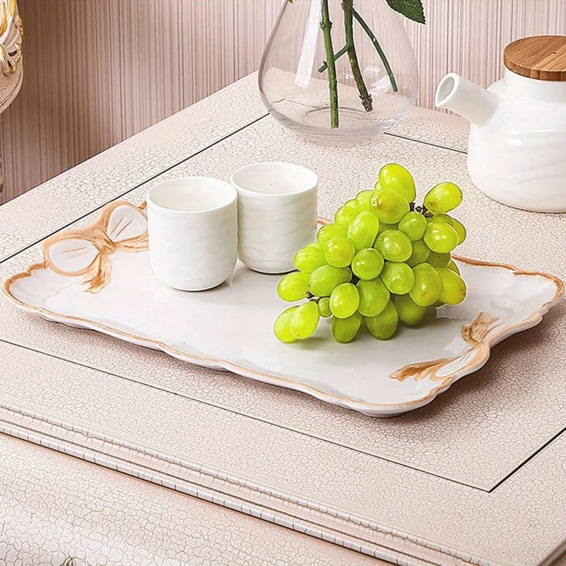 Bandeja de frutas con lazo, bandeja de postres, artesanía de resina, bandeja para pasteles, almacenamiento de joyas, decoración de fiestas, vajilla, bandeja para dulces, herramientas organizadoras