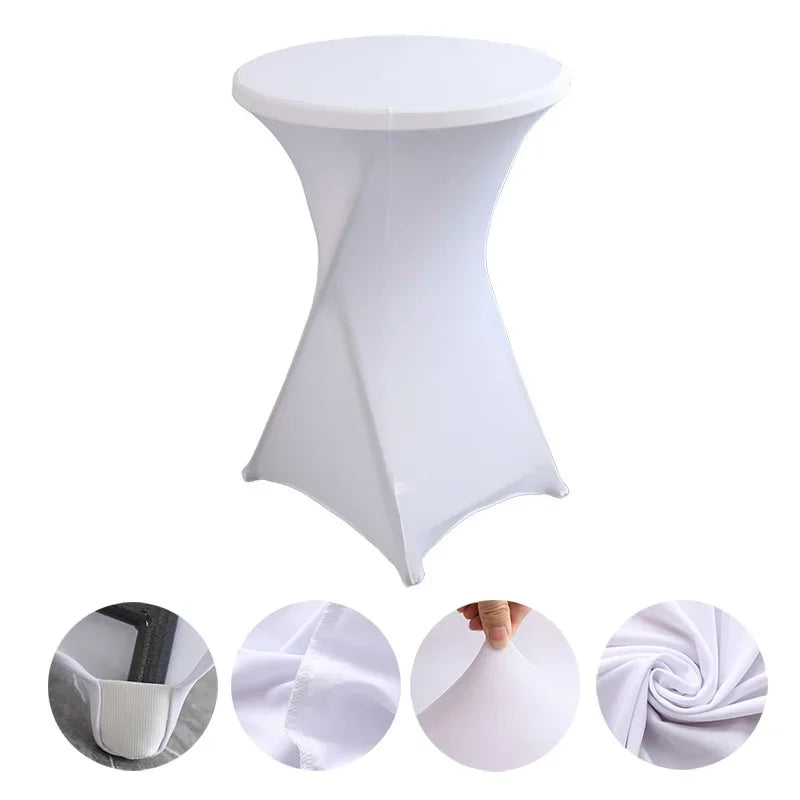 Mantel elástico para decoración de bodas, funda para mesa de cóctel, licra elástica, mesa alta, hotel, fiesta de cumpleaños, varios colores