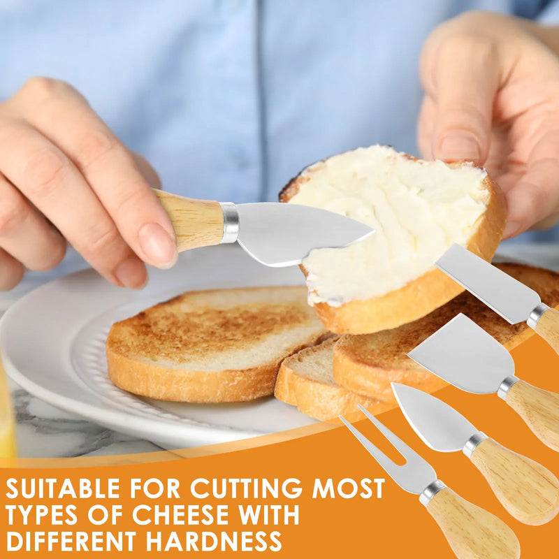 Juego de 16 cuchillos para queso, cortador y esparcidor de mantequilla de acero inoxidable, cortador de queso portátil, tenedor para queso para fiestas, bodas y Navidad