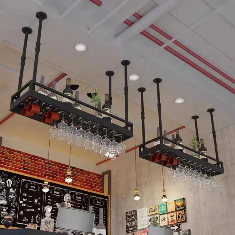 Étagère Murale Bouteilles et Verres Bar